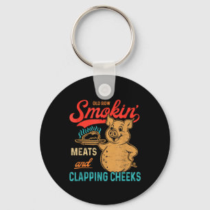Vintage Old Row Smokin Meats And Clapping Cheeks F Keychain