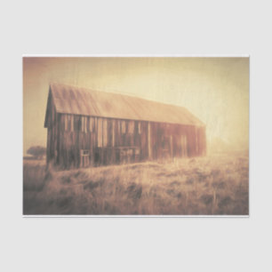 Vintage Old Rustic Brown Barn In Field Sunrise Art Tissue Paper
