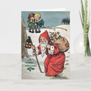 Vintage Old Santa Holiday Card