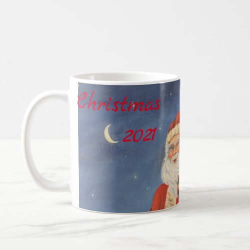 Vintage old Santa with Bagful of Toys in Snow Coffee Mug