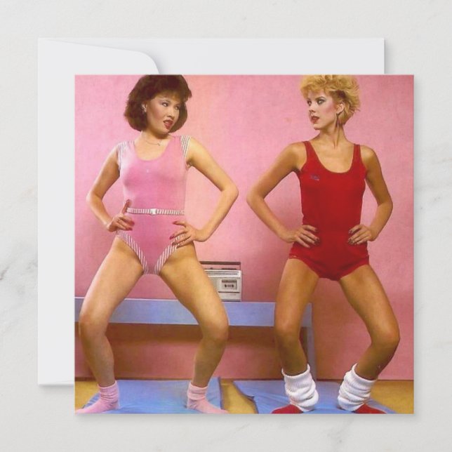 Vintage "Old School Aerobics" Flat Note Card (Front)