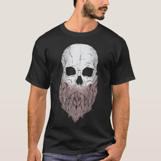 Vintage Old-School Bearded Skull Sugar Skull & Bea T-Shirt