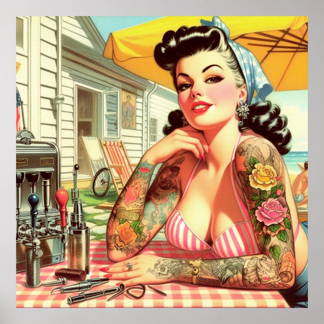 Vintage Old School Pin-up Poster (Front)