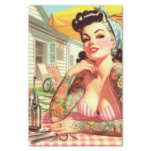 Vintage Old School Pin_up Tissue Paper