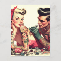 Vintage Old School Tattoo Couple Illustration
