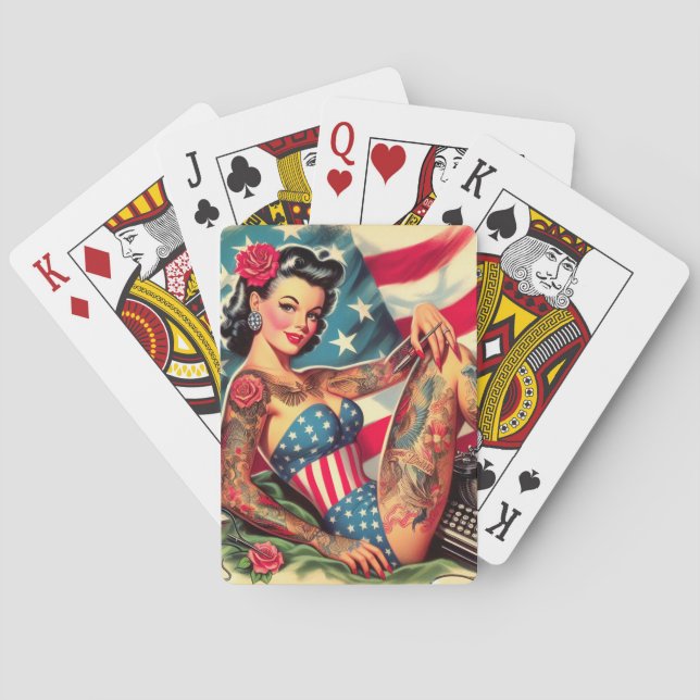 Vintage Old School Tattoo Pin Up Poker Cards (Back)