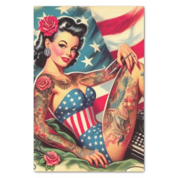 Vintage Old School Tattoo Pin Up Tissue Paper by retrokdr at Zazzle