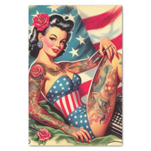 Vintage Old School Tattoo Pin Up Tissue Paper