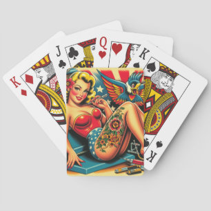Vintage Old School Tatttoo Pin Up Poker Cards