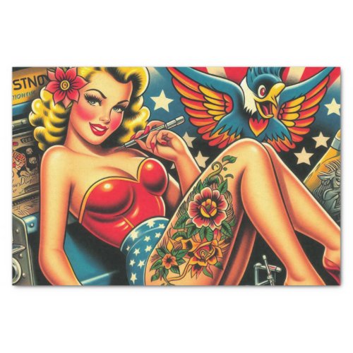 Vintage Old School Tatttoo Pin Up Tissue Paper