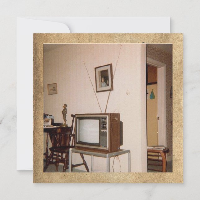 Vintage "Old School Television" Flat Note Card (Front)