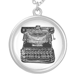 Vintage, old school, typewriter silver plated necklace