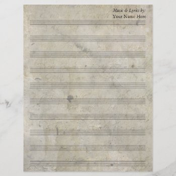 Vintage Old Stained Blank Sheet Music 10 Stave by GranniesAttic at Zazzle