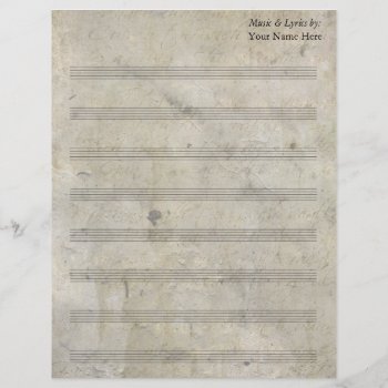 Vintage Old Stained Blank Sheet Music 8 Stave by GranniesAttic at Zazzle