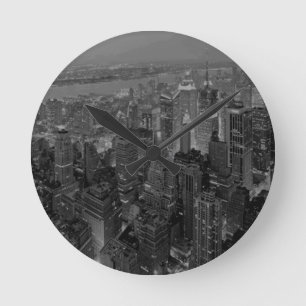 Vintage Old Style New York City Script Round Clock