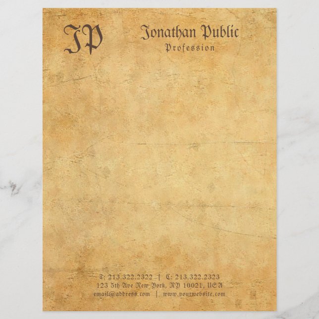 Vintage Old Style Paper Elegant Template Monogram (Front)