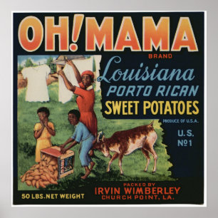 Vintage Old Sweet Potatoes Fruit Crate Labels Poster