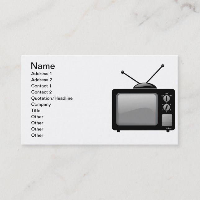 Vintage old television business card (Front)