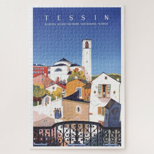 Vintage Old Ticino Tessin Canton Switzerland Jigsaw Puzzle