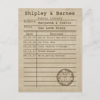 Vintage Old Time Library Card Save The Date by dmboyce at Zazzle