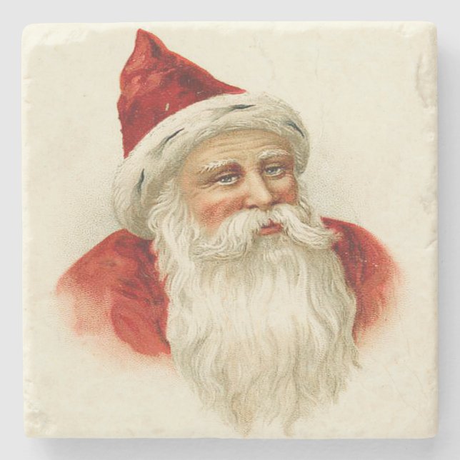 Vintage Old Time Santa Christmas Stone Coaster (Front)