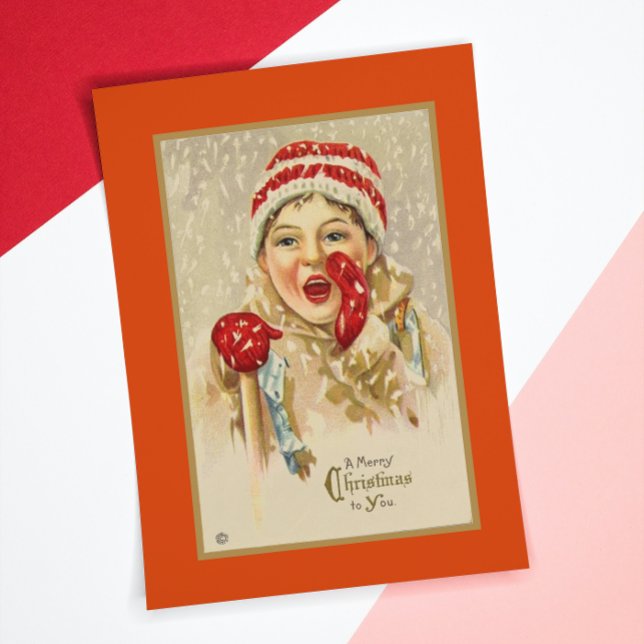Vintage Old Time Themed Christmas Winter Child Holiday Card (Creator Uploaded)