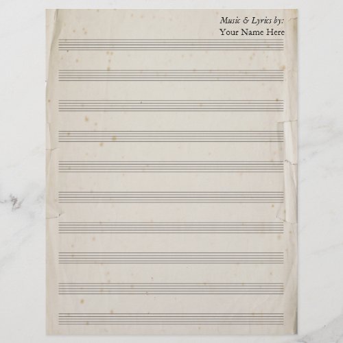 Vintage Old Torn Blank Sheet Music 10 Stave