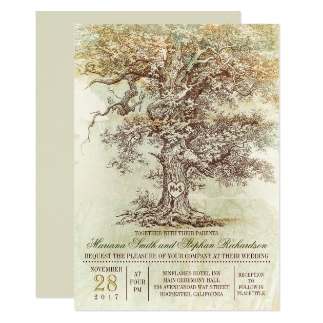 Vintage Old Tree Rustic Wedding Invitation