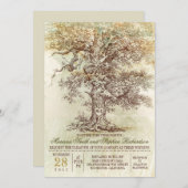 Vintage old tree rustic wedding invitation (Front/Back)