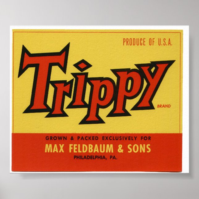Vintage Old Trippy Fruit Crate Labels Poster (Front)