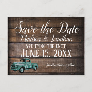 Vintage Old Truck Rustic Wedding Save the Date Postcard