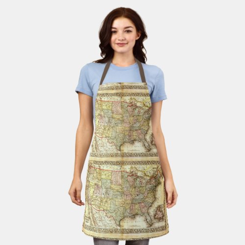 Vintage Old United States USA General Map Apron