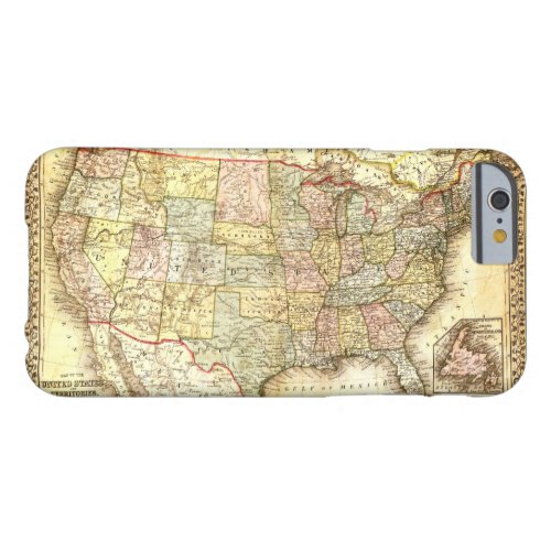 Vintage Old United States USA General Map Barely There iPhone 6 Case