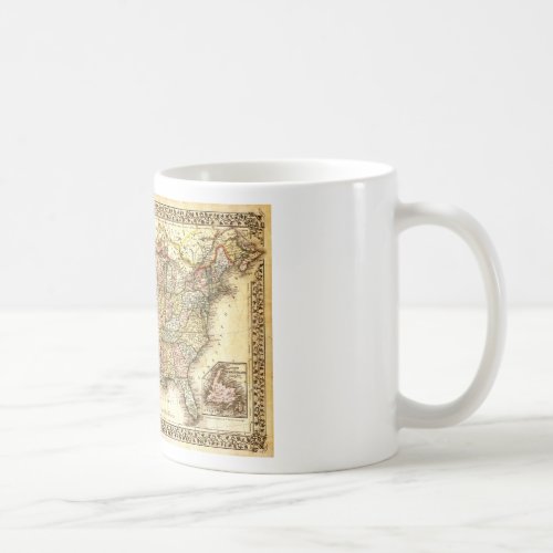 Vintage Old United States USA General Map Coffee Mug