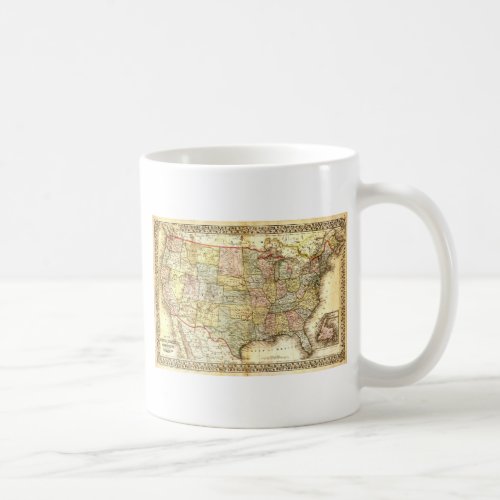 Vintage Old United States USA General Map Coffee Mug