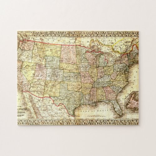 Vintage Old United States USA General Map Jigsaw Puzzle