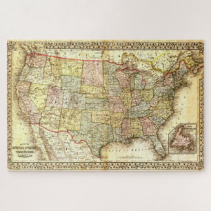 Vintage Old United States USA General Map Jigsaw Puzzle