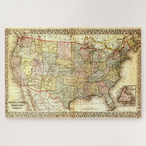 Vintage Old United States USA General Map Jigsaw Puzzle