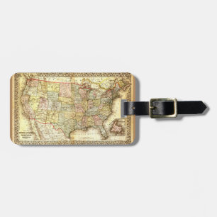 Vintage Old United States USA General Map Luggage Tag
