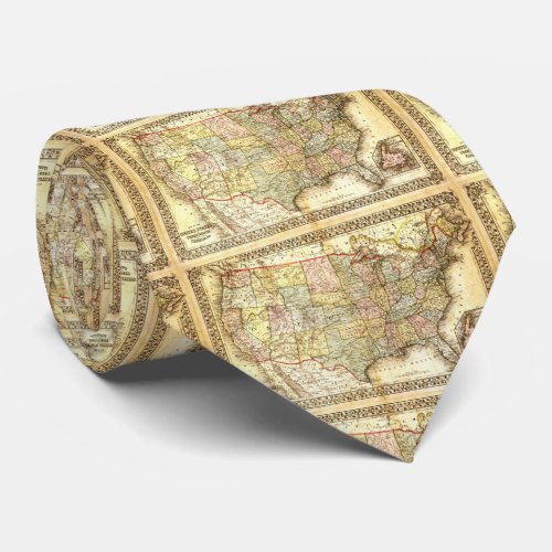 Vintage Old United States USA General Map Neck Tie