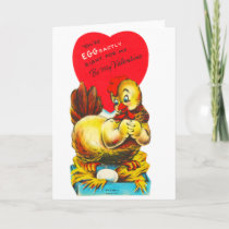 Vintage Old Valentine Chicken Hen Holiday Card