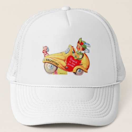 Vintage Old Valentine Little Automobile Cupid Trucker Hat