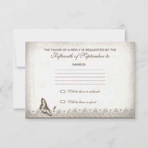 vintage old wedding rsvp announcement