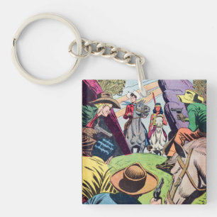 Vintage Old West Comic Book Scene Keychain