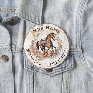 Vintage Old West Rocking Horse Baby Shower Button