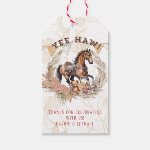 Vintage Old West Rocking Horse Baby Shower Gift Tags