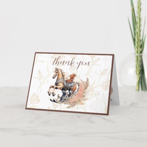 Vintage Old West Rocking Horse Baby Shower Thank You Card