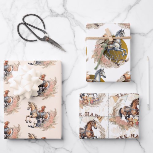Vintage Old West Rocking Horse Baby Shower Wrapping Paper Sheets