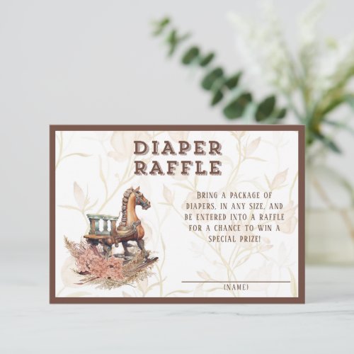 Vintage Old West Rocking Horse Diaper Raffle Enclosure Card