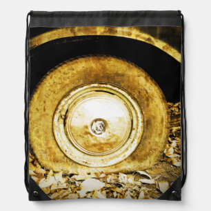 Vintage Old Wheel Of Classic Car Drawstring Bag